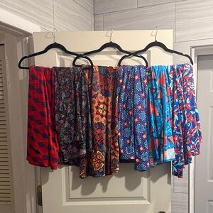 Lot of 7 LuLaRoe Vibrant Maxi Skirts in Red, Orange, and Blue Patterns
